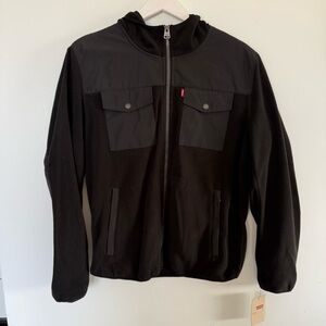 Levi's Men's Fleece Jacket Mixed Media Hoodie Full  Zip Size M